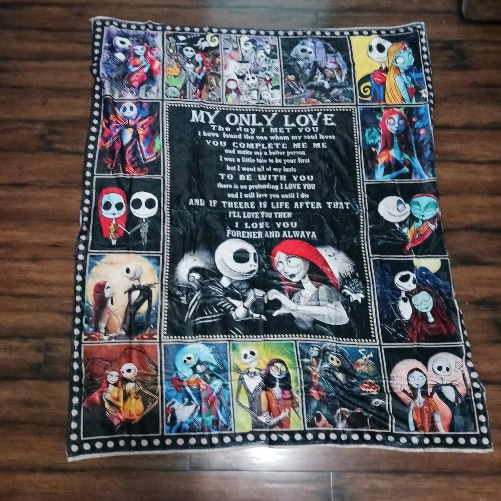 Nightmare Before Christmas Jack Sally My Only Love Fleece Throw Blanket 50x60